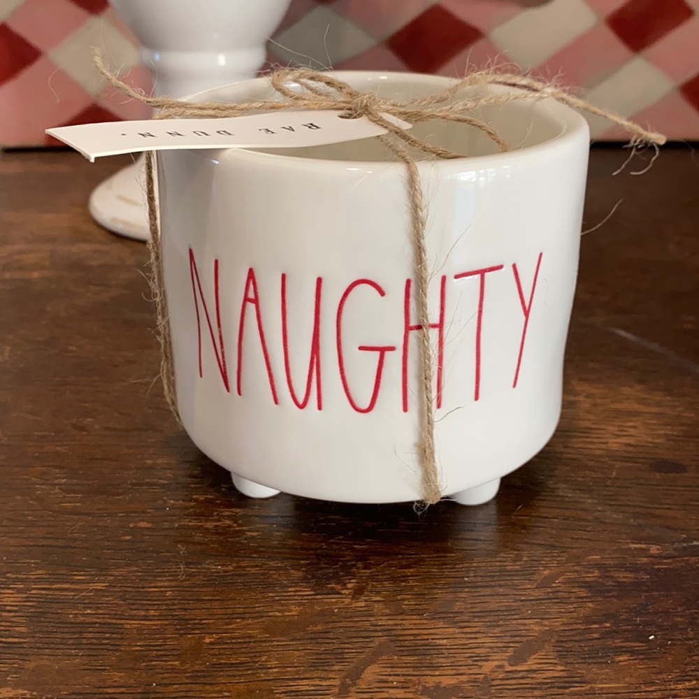 Rae Dunn “Naughty” & “Nice” double sided planter